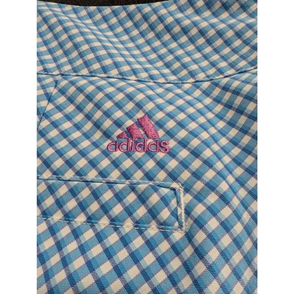 Adidas Athletic Golf Skort Skirt, Plaid Print, Blue White Women's Size 8
